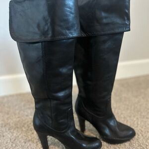Frye Anna Cuff Black Over the Knee Boots Size 7
